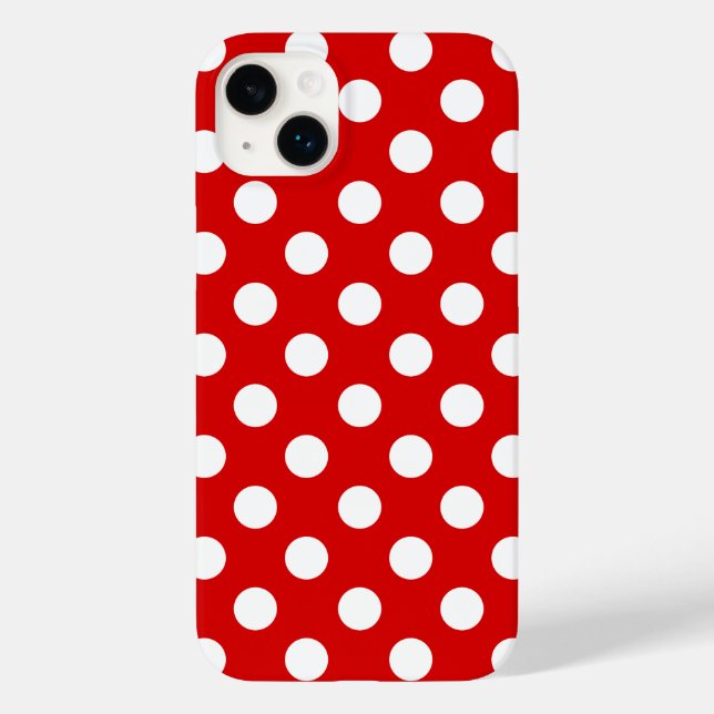 Big White Polka Dots On Beautiful Red  Case-Mate iPhone Case (Back)