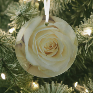 Big white rose  glass tree decoration