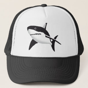 big white shark trucker hat