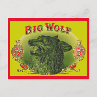 Big Wolf cigar label Postcard
