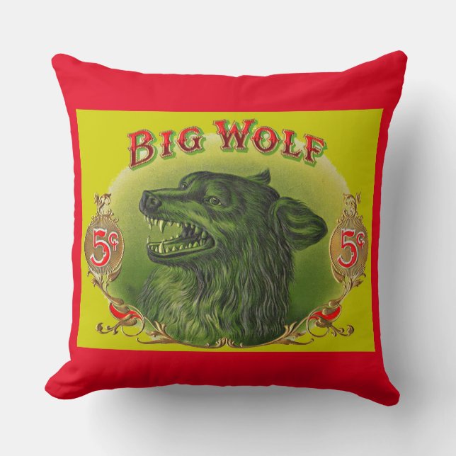 Big Wolf cigar label print Cushion (Front)