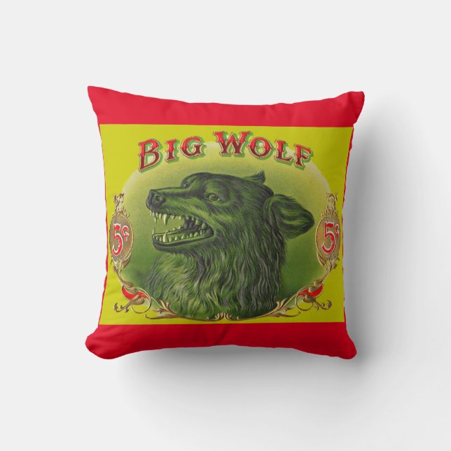 Big Wolf cigar label print Cushion (Front)