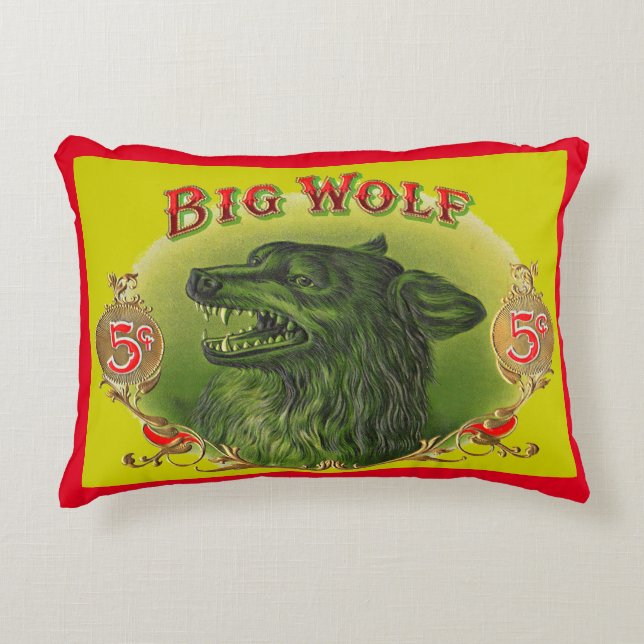 Big Wolf cigar label print Decorative Cushion (Front)