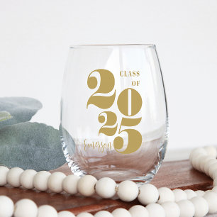 Big Year Class of 2025 Personalised Graduation Stemless Wine Glass