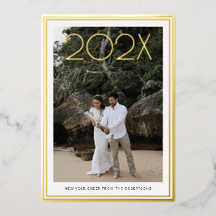 Big Year Gold Border New Years Holiday Photo Card