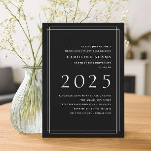 Big Year Graduation Party Invitation   Black