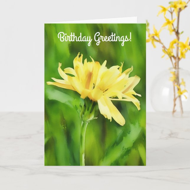 Big Yellow Dandelion Flower Birthday Card (Yellow Flower)