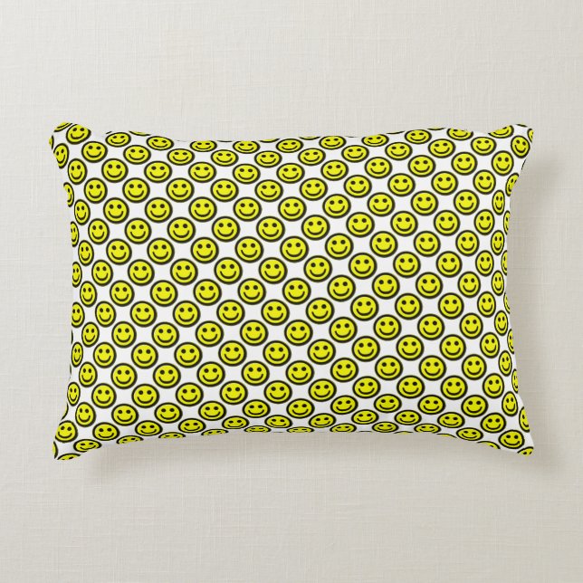 Big Yellow Happy Allover Decorative Cushion (Front)