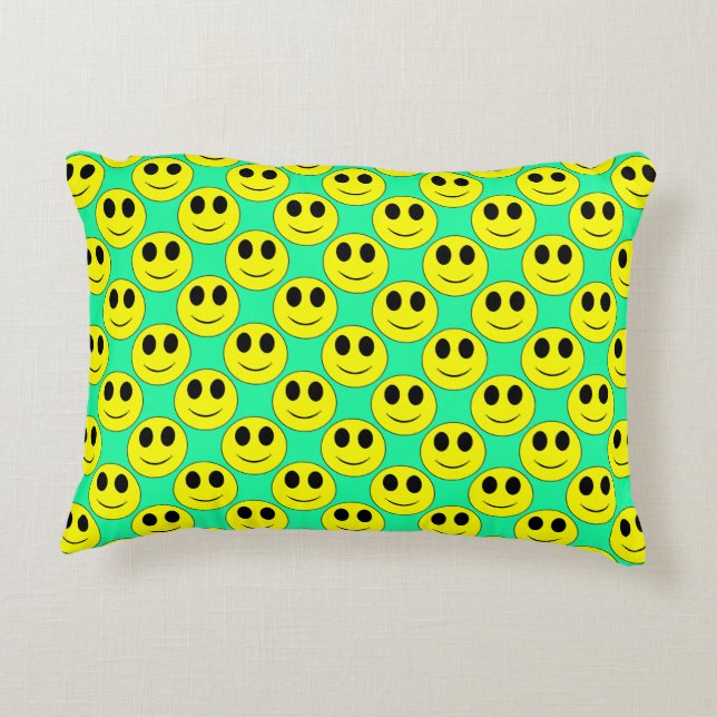 Big Yellow Happy Allover Decorative Cushion (Back)