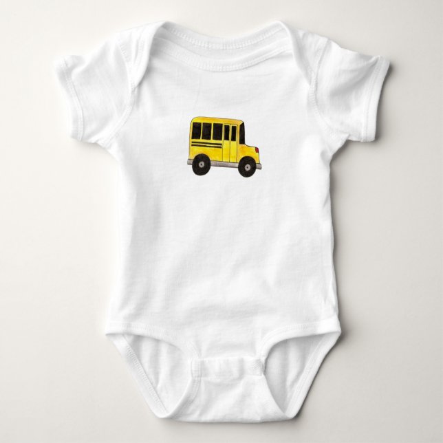 Big Yellow School Bus Education Teacher Bus Driver Baby Bodysuit (Front)