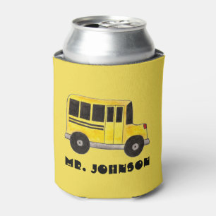 Big Yellow School Bus Personalised Bus Driver Can Cooler