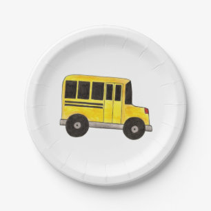 Big Yellow School Bus Teacher Driver Education Paper Plate