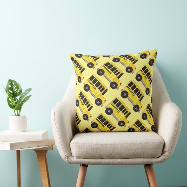 Big Yellow School Buses Print Bus Driver Teacher Cushion (Chair)