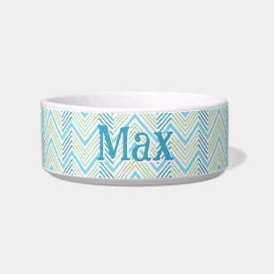 Big Zag Chevron in Green and Aqua Bowl