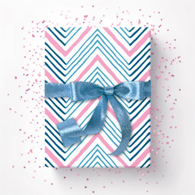 Big Zag Chevron in Pink and Deep Aqua Wrapping Paper (Creator Uploaded)