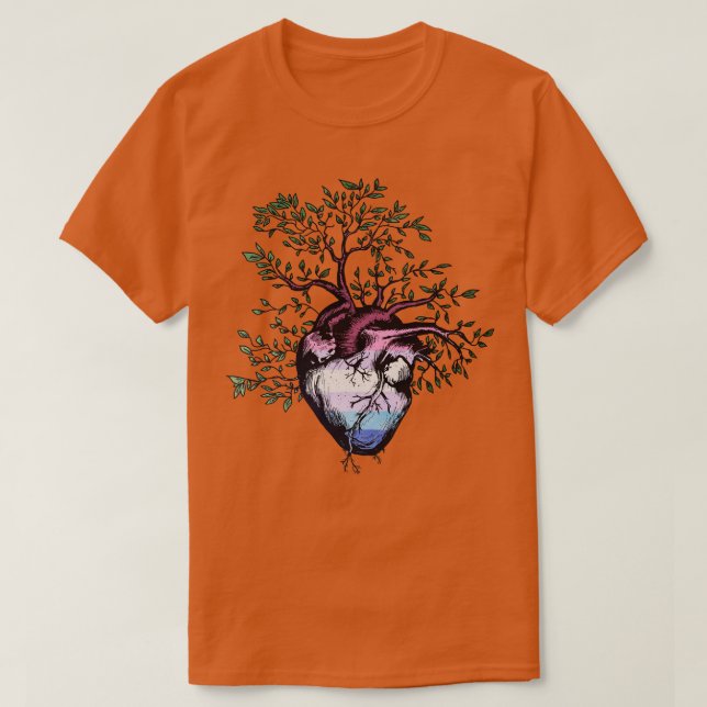 Bigender Heart Tree of Life T-Shirt (Design Front)