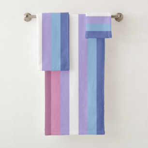 Bigender Pride, Striped Print, LGBTQ Pride Bath Towel Set