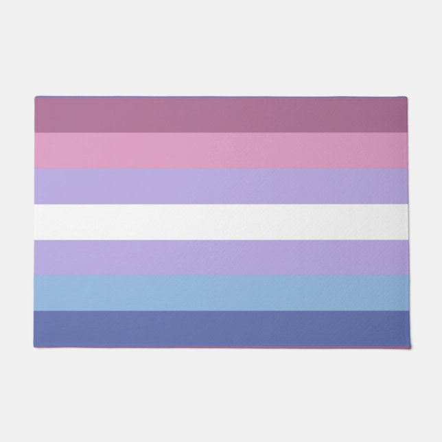 Bigender Pride, Striped Print, LGBTQ Pride Doormat (Front)