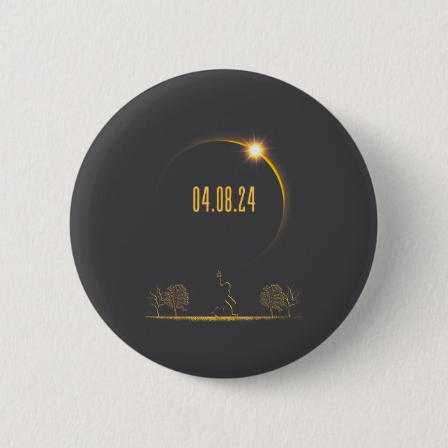 Bigfoot 04.08.24 Total Solar Eclipse 2024  6 Cm Round Badge (Front)