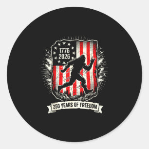 Bigfoot 250 years freedom usa flag patriotic fun classic round sticker