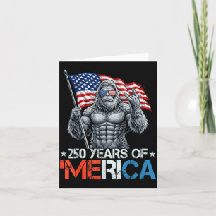 Bigfoot 250 Years of Merica Rock American Flag 4th Card
