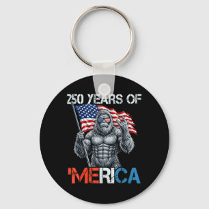 Bigfoot 250 Years of Merica Rock American Flag 4th Key Ring