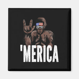 Bigfoot 4th Of July American Independence Day Asl  Magnet
