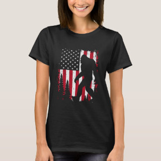 Bigfoot 4th of July American USA Flag Patriotic T-Shirt