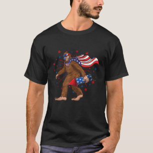 Bigfoot 4th Of July Fireworks USA Flag Men Women K T-Shirt