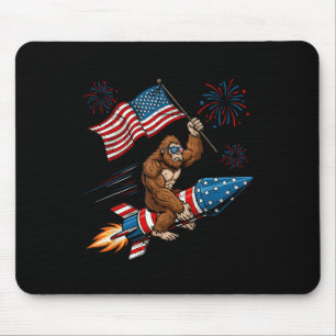 Bigfoot 4th Of July Patriotic Sasquatch Fireworks  Mouse Pad