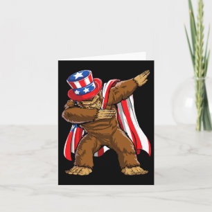 Bigfoot 4th Of July Sasquatch American Flag  Card