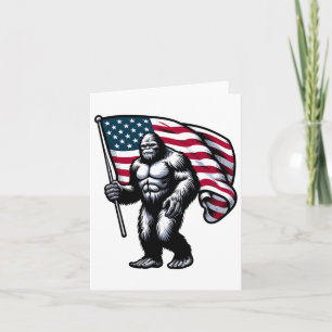 Bigfoot 4th Of July Sasquatch American Usa Flag Pa Card