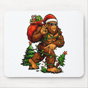 Bigfoot 67 Christmas Tree Lights Xmas Men Sasquatc Mouse Pad