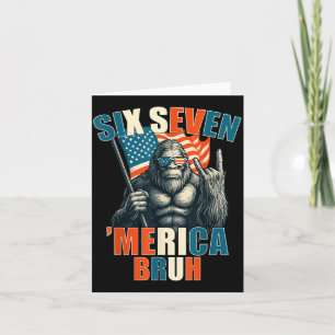 Bigfoot 6 7 Meme Merica American Flag Patriotic Card
