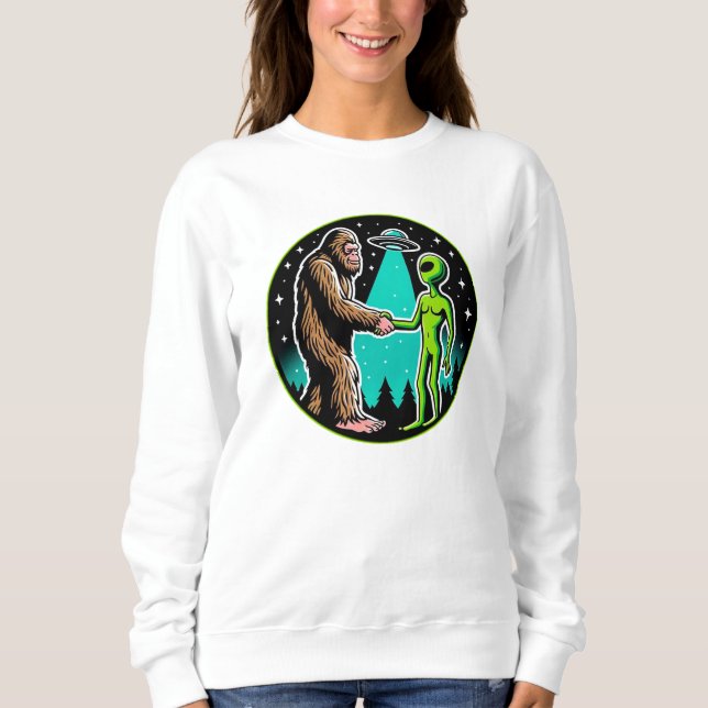 Bigfoot Alien Alliance - Funny Scifi Cryptid Sweatshirt (Front)