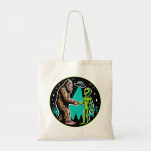 Bigfoot Alien Alliance - Funny Scifi Cryptid Tote Bag