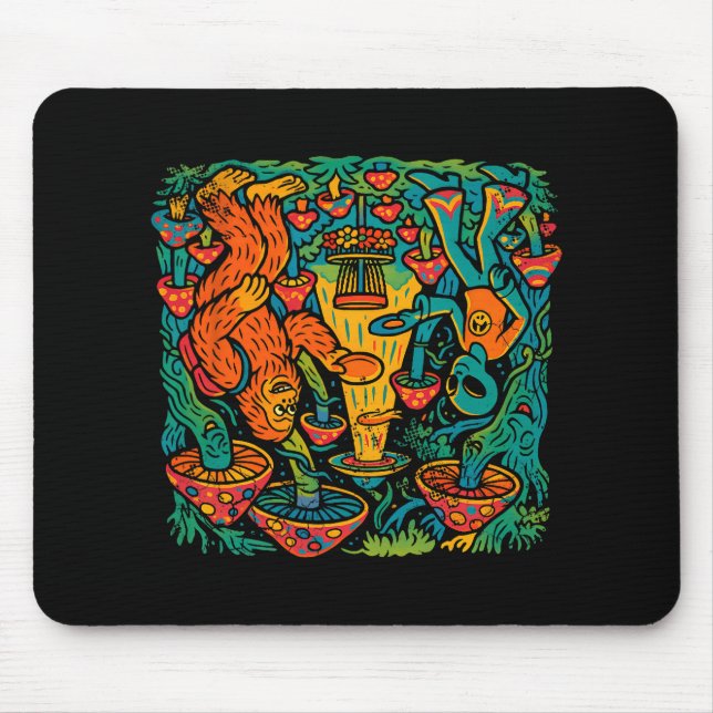 Bigfoot Alien Disc Golf Psychedelic Ufo Uap Design Mouse Pad (Front)