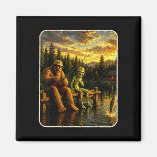 Bigfoot alien fishing funny men sasquatch lovers magnet