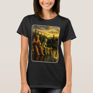 Bigfoot alien fishing funny men sasquatch lovers T-Shirt