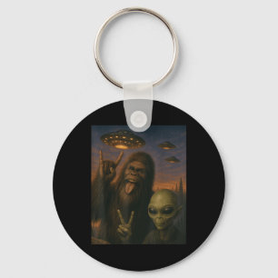 Bigfoot Alien Rock On Selfie Ufo Funny Gifts Men W Key Ring