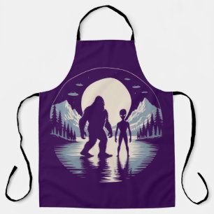 Bigfoot Alien UFO Cryptid Night Paranormal Apron