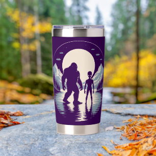 Bigfoot Alien UFO Paranormal Encounter Silhouette Insulated Tumbler
