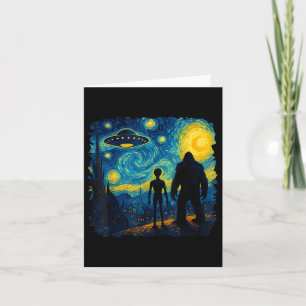 Bigfoot Alien Ufo Van Gogh Starry Night Sasquatch  Card