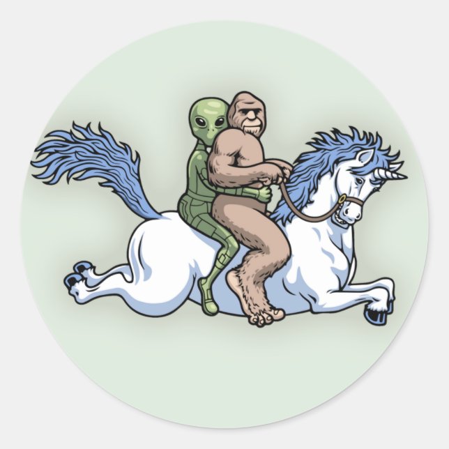 Bigfoot, Alien, Unicorn Classic Round Sticker (Front)