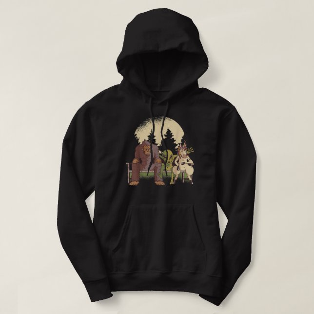 Bigfoot Alien Unicorn Mythical Creatures Yeti Pega Hoodie (Design Front)