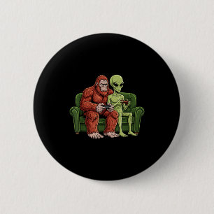 Bigfoot Alien Video Games Gaming Sasquatch Ufo Men 6 Cm Round Badge