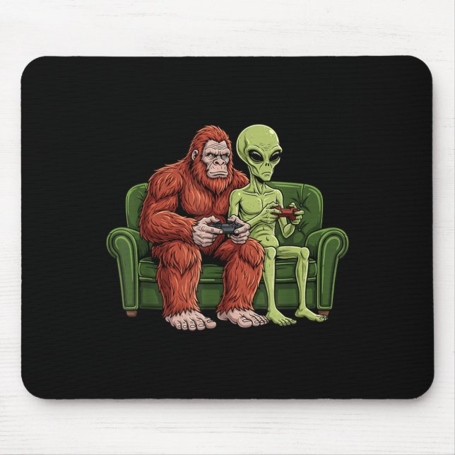 Bigfoot Alien Video Games Gaming Sasquatch Ufo Men Mouse Pad (Front)