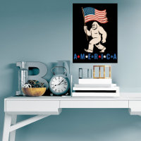 Bigfoot America Patriotic Funny Sasquatch USA Wall