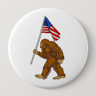 Bigfoot American Flag 10 Cm Round Badge