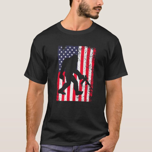 Bigfoot American Flag 2Nd Ammendment T-Shirt (Front)